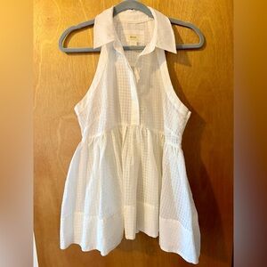 Anthropologie Maeve White Sleeveless Collared Peplum Halter Size 8